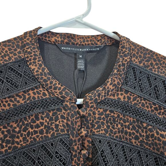 White House Black Market Leopard/Cheetah Top Lace Sheer Classy Medium New - Picture 2 of 8